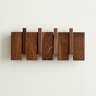 Wooden Coat Hooks Wall Mounted, Coat Rack Hanger Wall Mount with 4 Hooks, Heavy Duty Coat Hooks for Hanging Coats/Keys/Hats/Robe&Towels/Plants/Bags, Home Decor Gift, Walnut