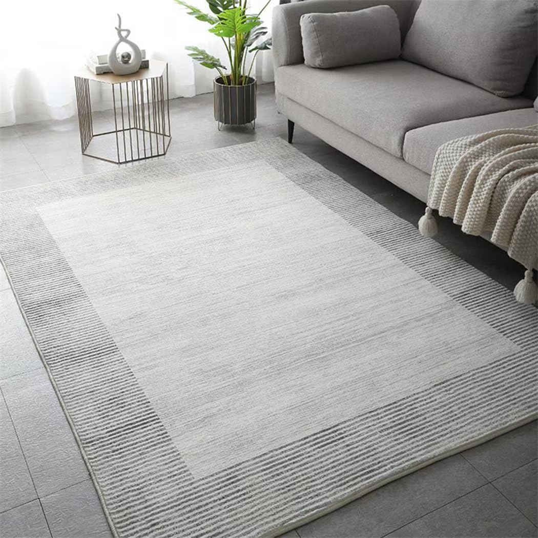 Alfombras modernas grises y blancas RUGMRZ 200X250Cm para comedor y terraza