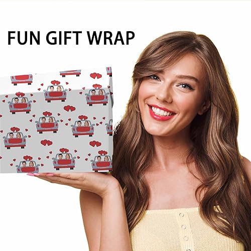 Miniatura 7 de Papel de regalo personalizado, divertido papel de envoltura de regalo, cara, foto, nombre, Día del Padre, rollo de papel de regalo personalizado