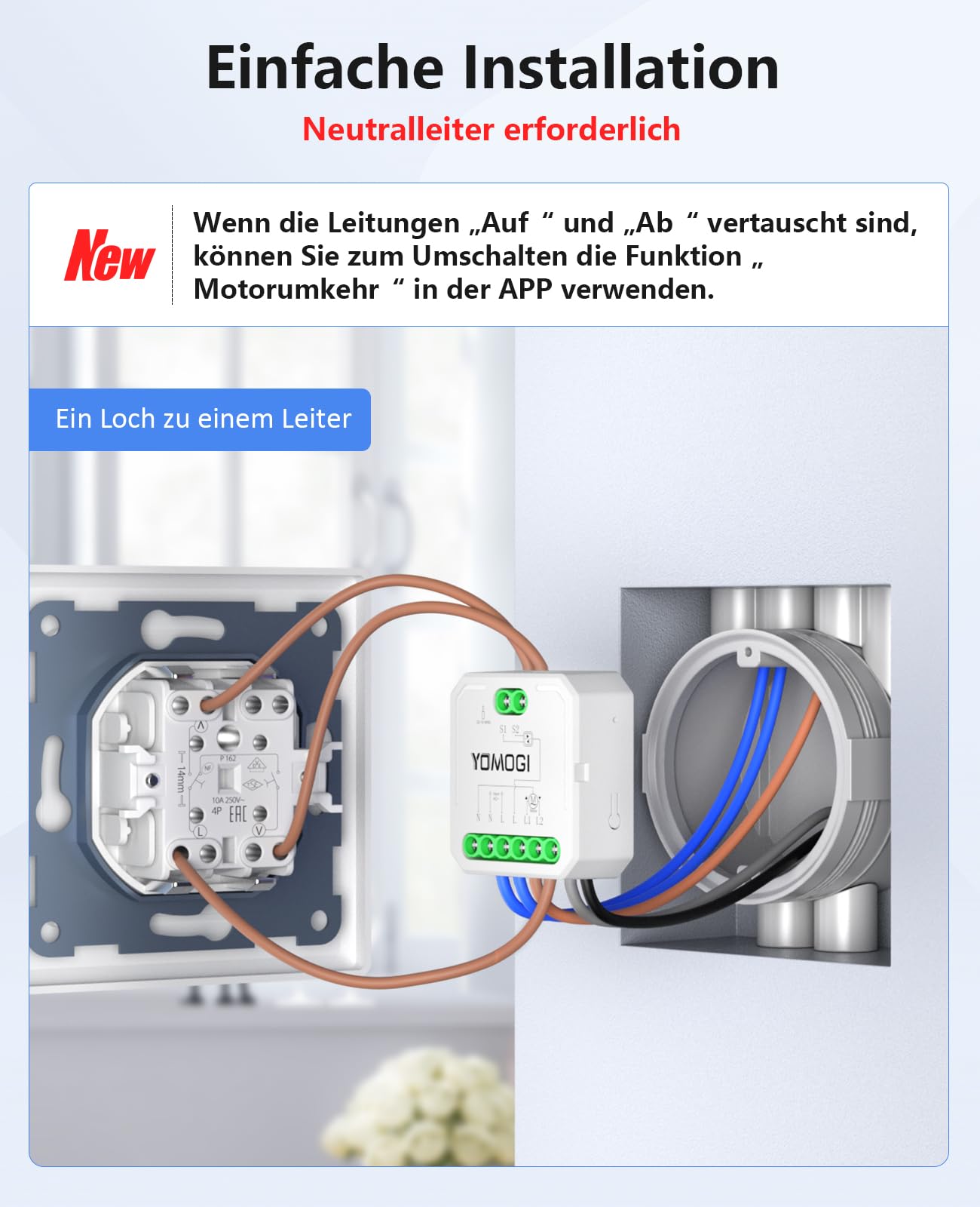 YOMOGI 4 Stück Wlan Rolladenschalter mit RF Fernbedienung verbunden, Wlan Rolladen Zeitschaltuhr für Rollläden/Jalousien/Markisen benötigt Nullleiter, Kompatibel mit Alexa & Google & Siri