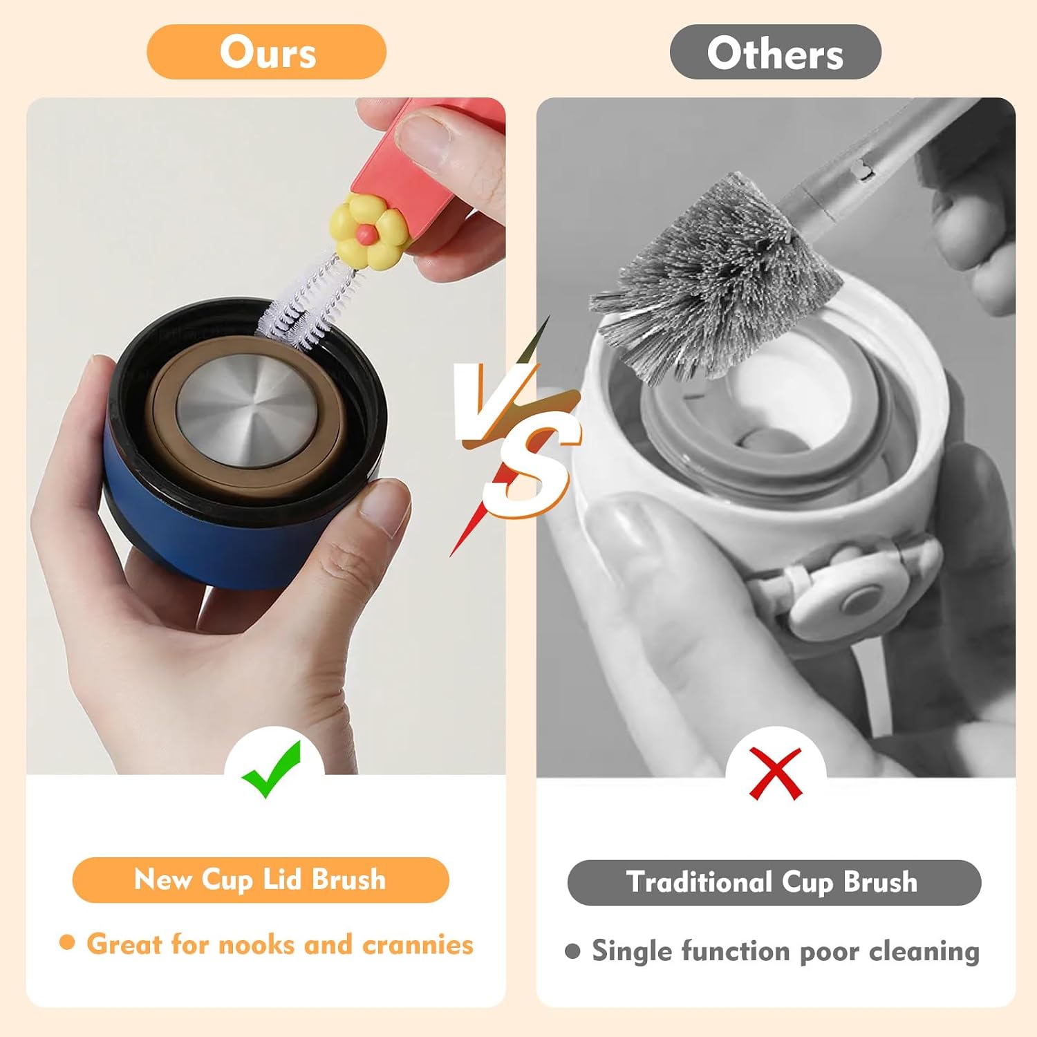 3 in 1 Cup Lid Cleaning Brush, Portable Cup Cleaner Brush, Water Bottle Cleaner Brush, 3 in 1 Multifunctional Cleaning Brush for Home Kitchen Cleaning Tools（3PCS）