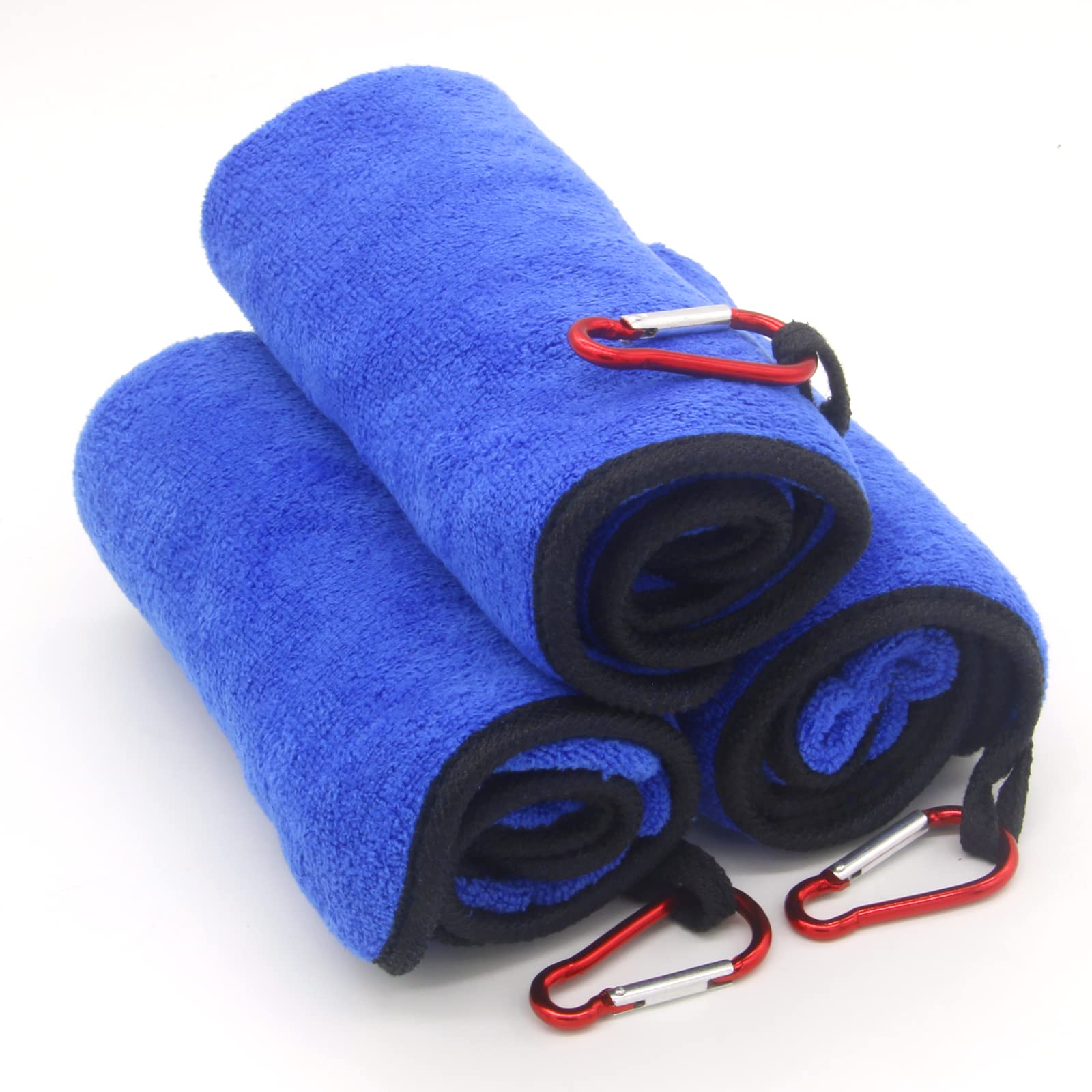 3 Pack Fishing Towel with Metal Carabiner Clips Not Rust Keeps Hands Dry 11.4 x 11.4 Inch for Outdoor Fishing or Scrubbing Boats and Rods