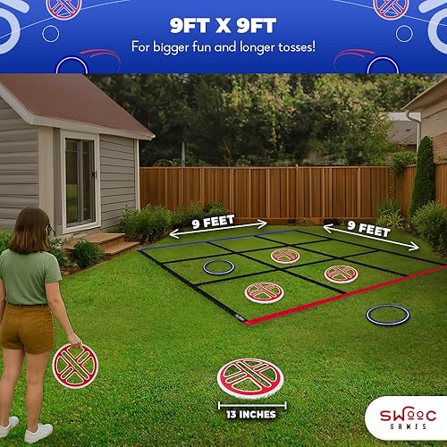 Miniatura 3 de Swooc Games - Fling Tac Toe (9 pies x 9 pies) Juego gigante de Tic Tac Toe al aire libre  Juegos gigantes resistentes a la intemperie para adultos y