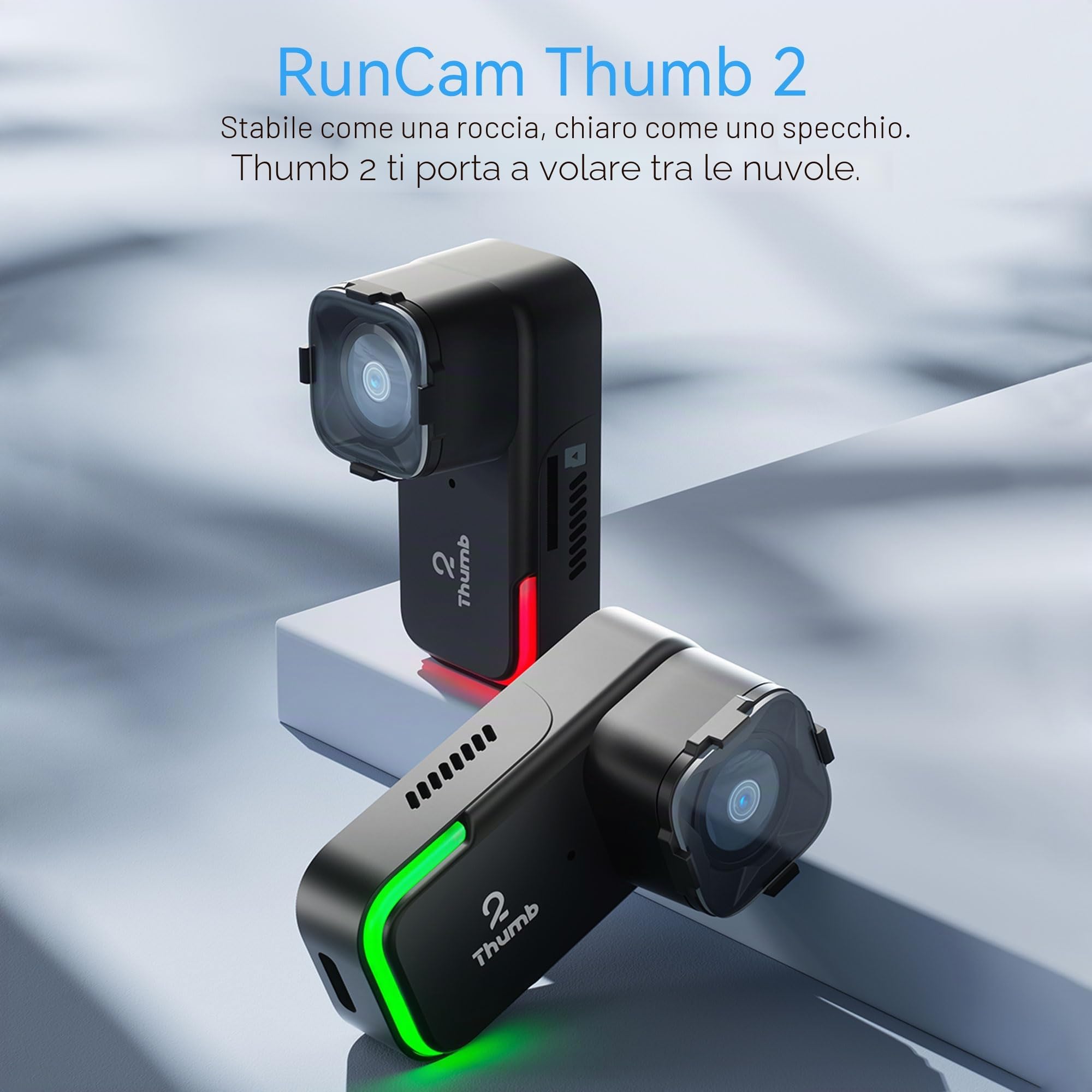 RunCam Thumb 2 FPV Mini Action Camera 4K60FPS 27 g Registrazione Remota con Stabilizzazione Gyroflow Filtro ND per drone FPV Cinewhoop Aereo RC Auto (Pollice 2 + Filtro ND)