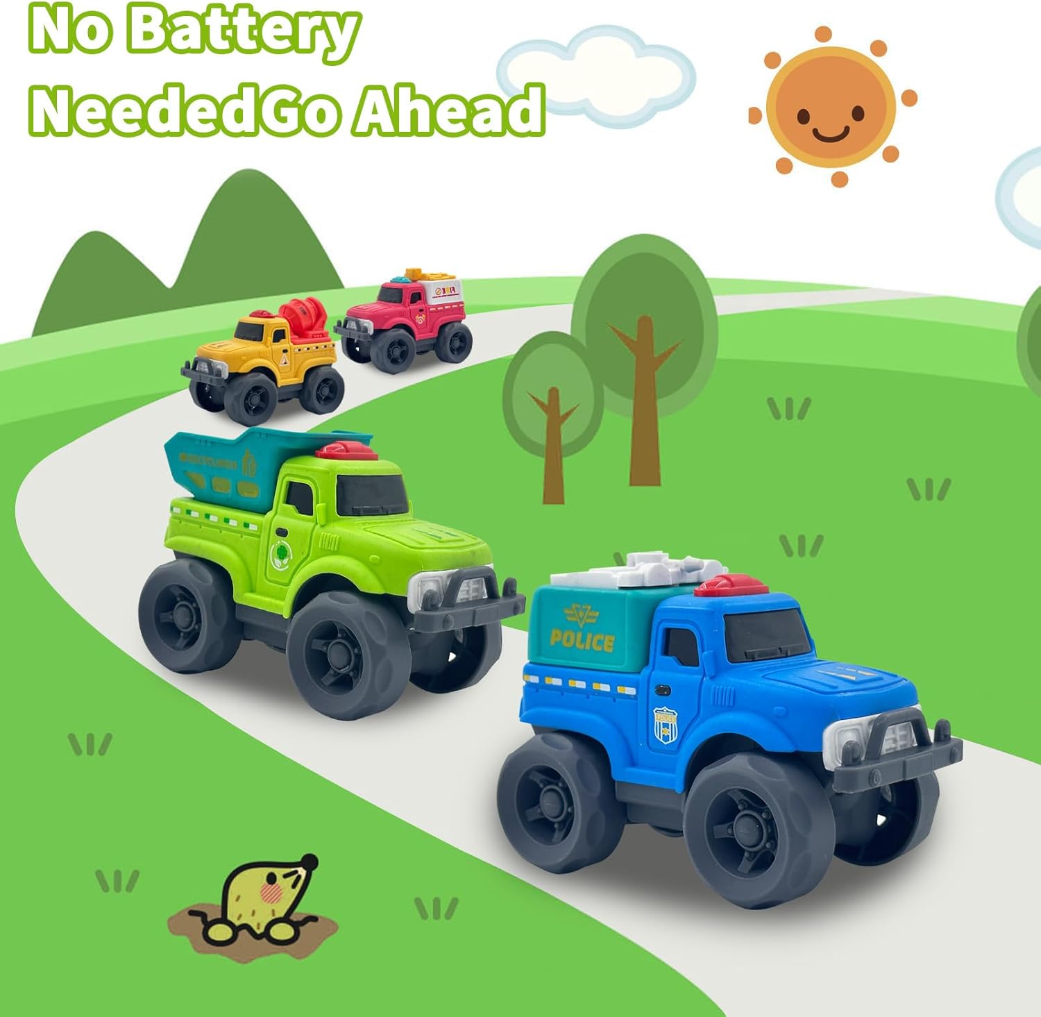 Truck Toy from 1 Year, Discharge Garbage Truck Toy Sustainable Organic Plastic Children from 2 Years, Indoor Outdoor Sand Toy for Girls Boys, Bathtub Toy Sandpit (Green)