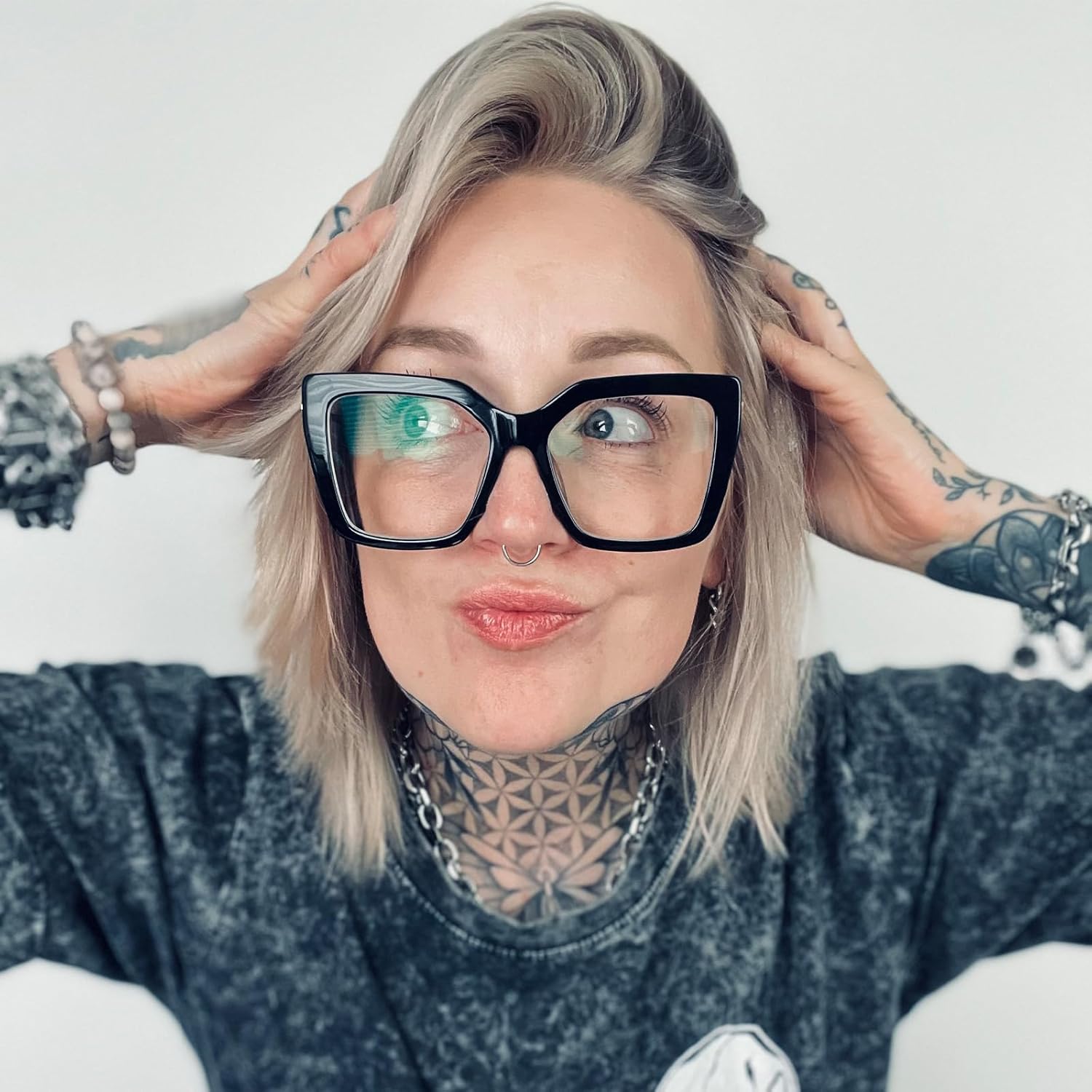 Zeelool Oversized Blue Light Glasses for Women Classic Designer Square Eyeglasses Frames Non Prescription - Image 3