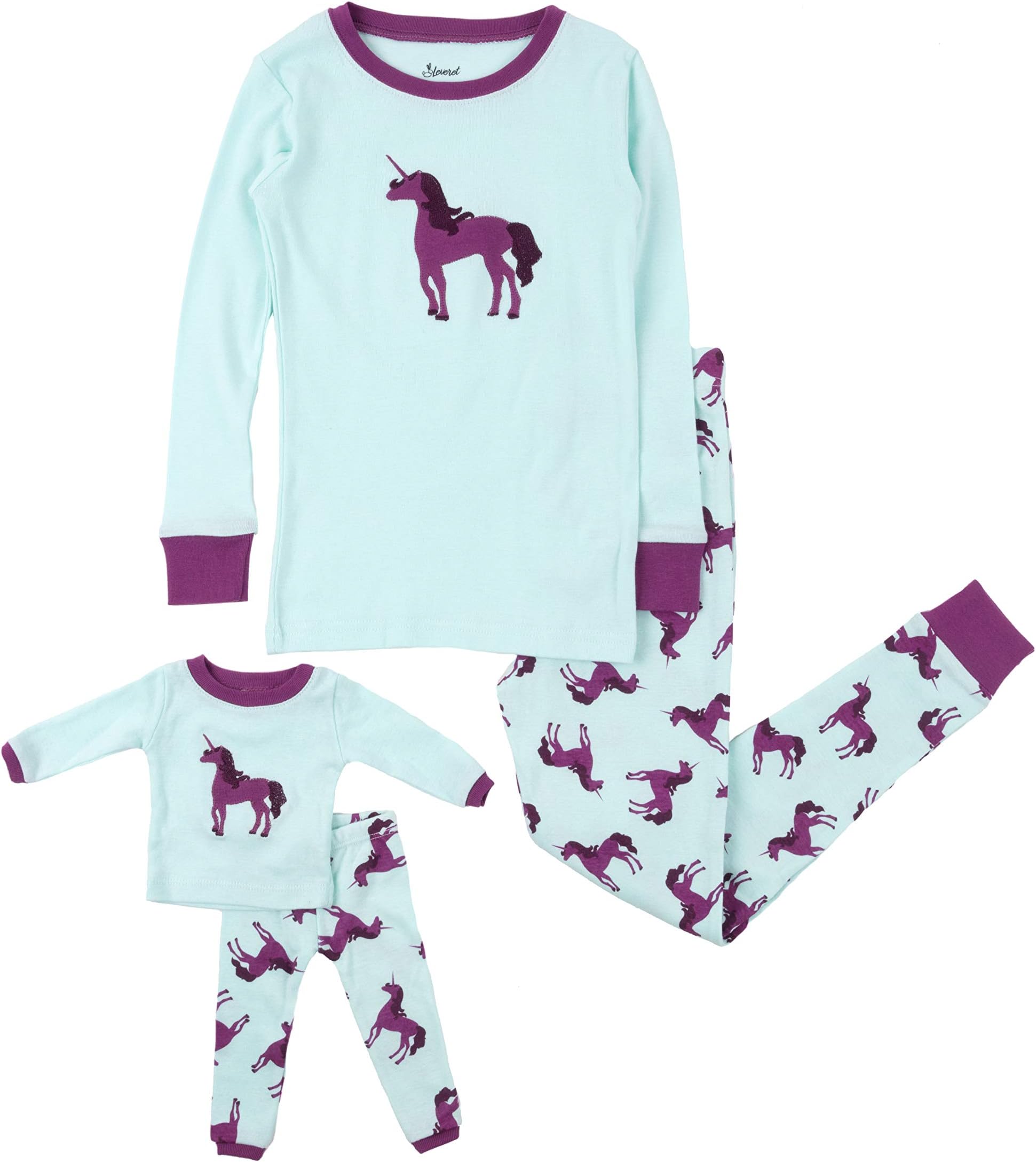 Leveret Kids & Toddler Pajamas Matching Doll & Girls Pajamas 100% Cotton Pjs Set (2-14 Years) *Fits American Girl