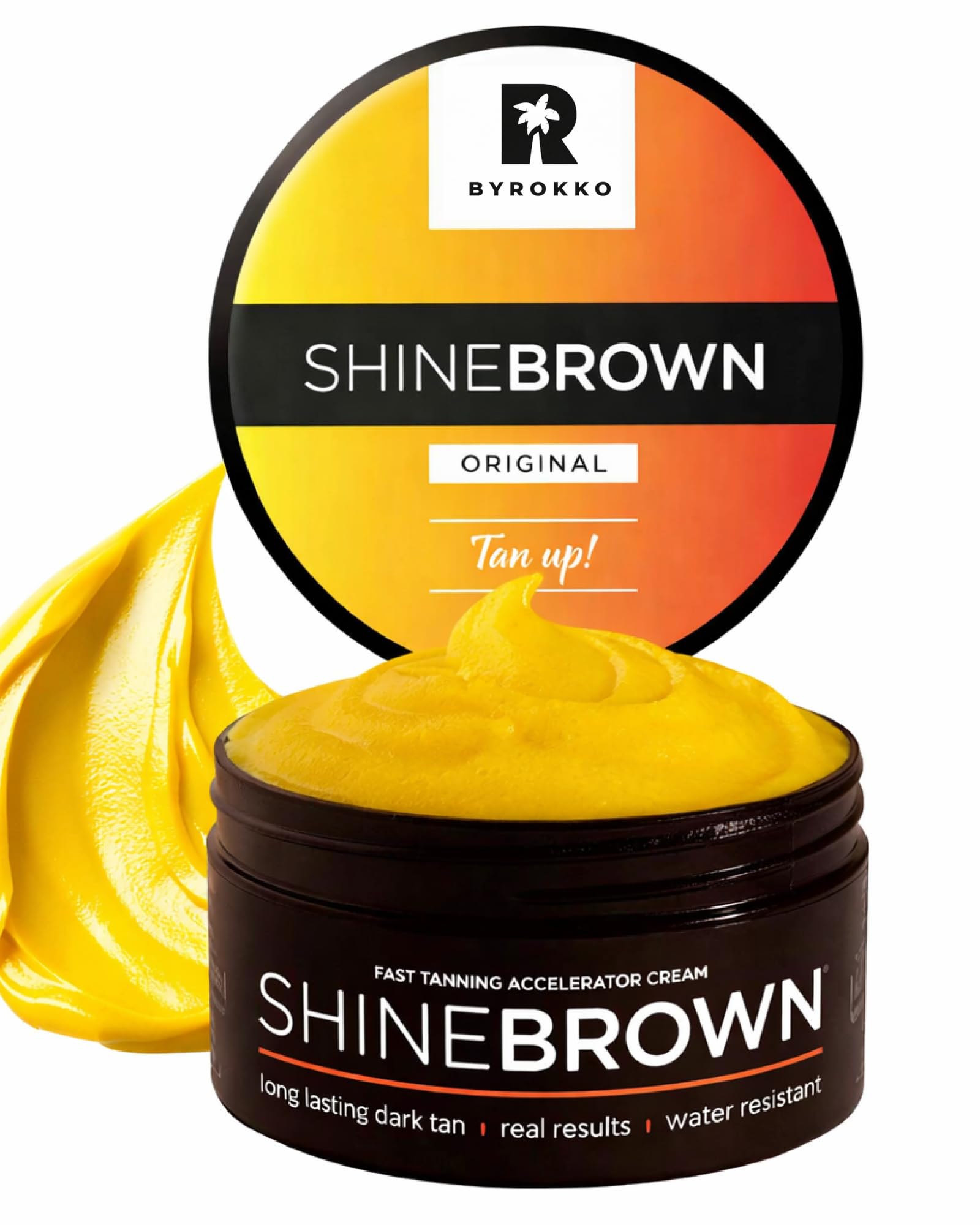 BYROKKO Shine Brown Tanning Accelerator Lotion - Indoor & Outdoor Fast Dark Tan Cream with Bronzer - Natural Botanical Oils for Face & Body - Water Resistant Formula - 200ml Original