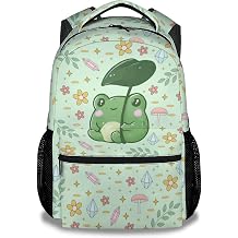 Mercuryelf Frog Backpack for Girls Boys, 16 Inch Green Backpacks for School Travel, Cute Lightweight Bookbag for Kids
