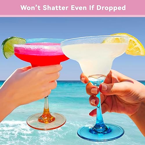 Miniatura 5 de Lily's Home Vasos de margarita de plástico irrompible con tallo de color. Hecho de plástico de policarbonato inastillable e ideal para uso en