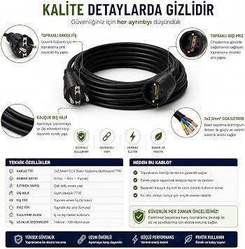 3x2.5mm TTR Grounded Black Rubber Mobile Extension Cable (10 METERS)