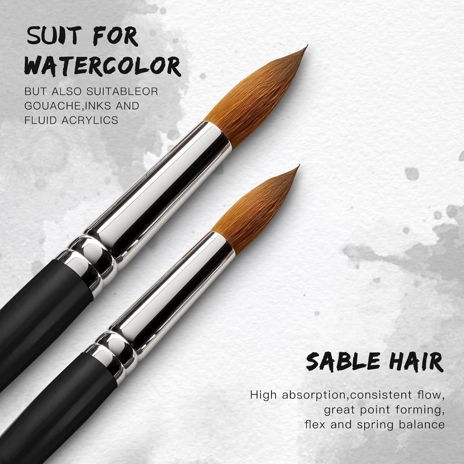 Watercolor Brushes Professional Set, 10 Artist Brushes Watercolor Paint Brushes, Golden Maple Sable Brush Paint Brushes-Round Tip, Flats, Dagger, Oval Wash for Detail Painting, Water Color, Gouache - Image 3