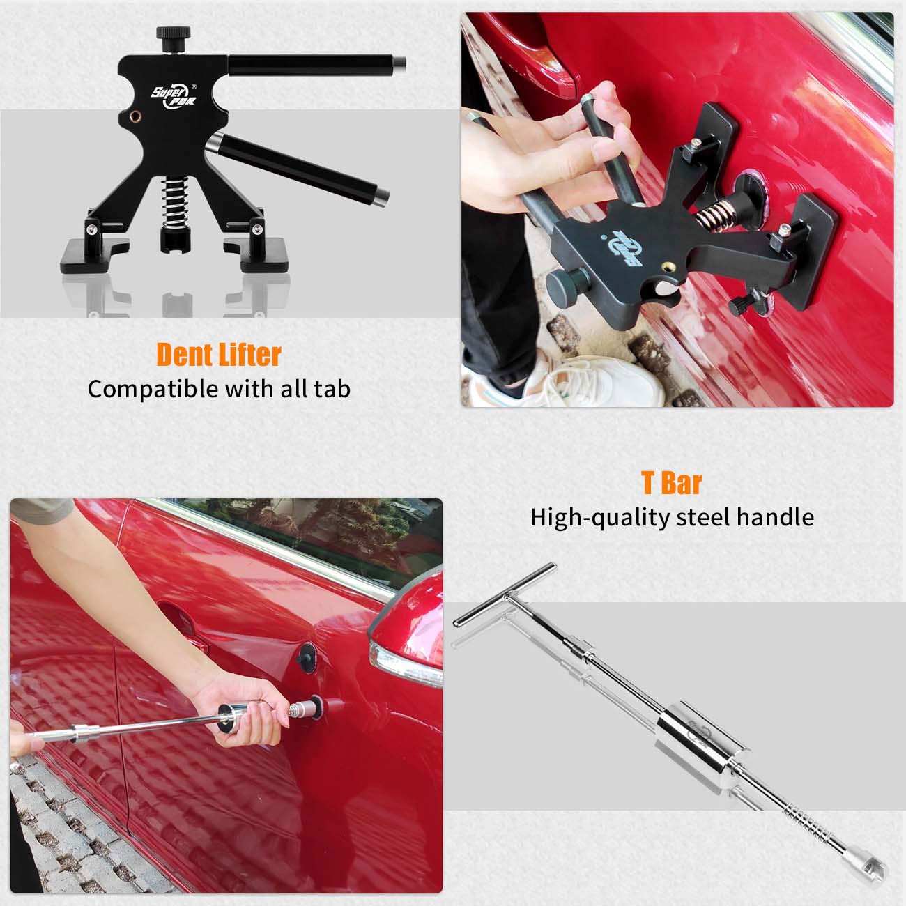 Super PDR Professional Paintless Dent Repair Kit Essential Car dent Removal Tools with Glue Gun and Special Glue Sticks for Quick Repairing Dent of Car Body