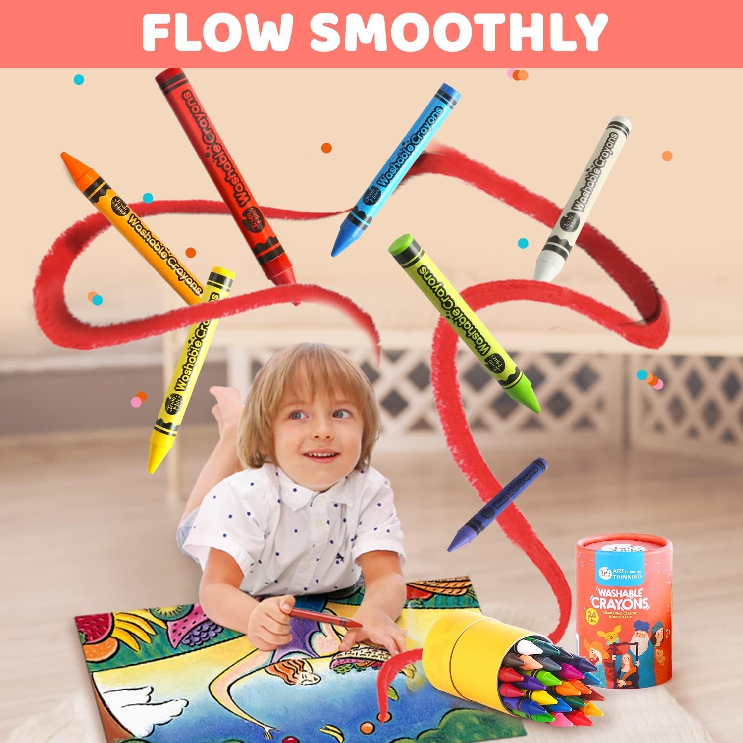 Jar Melo 24 Caixas Jumbo para crianças, Crayons não tóxicos para bebês