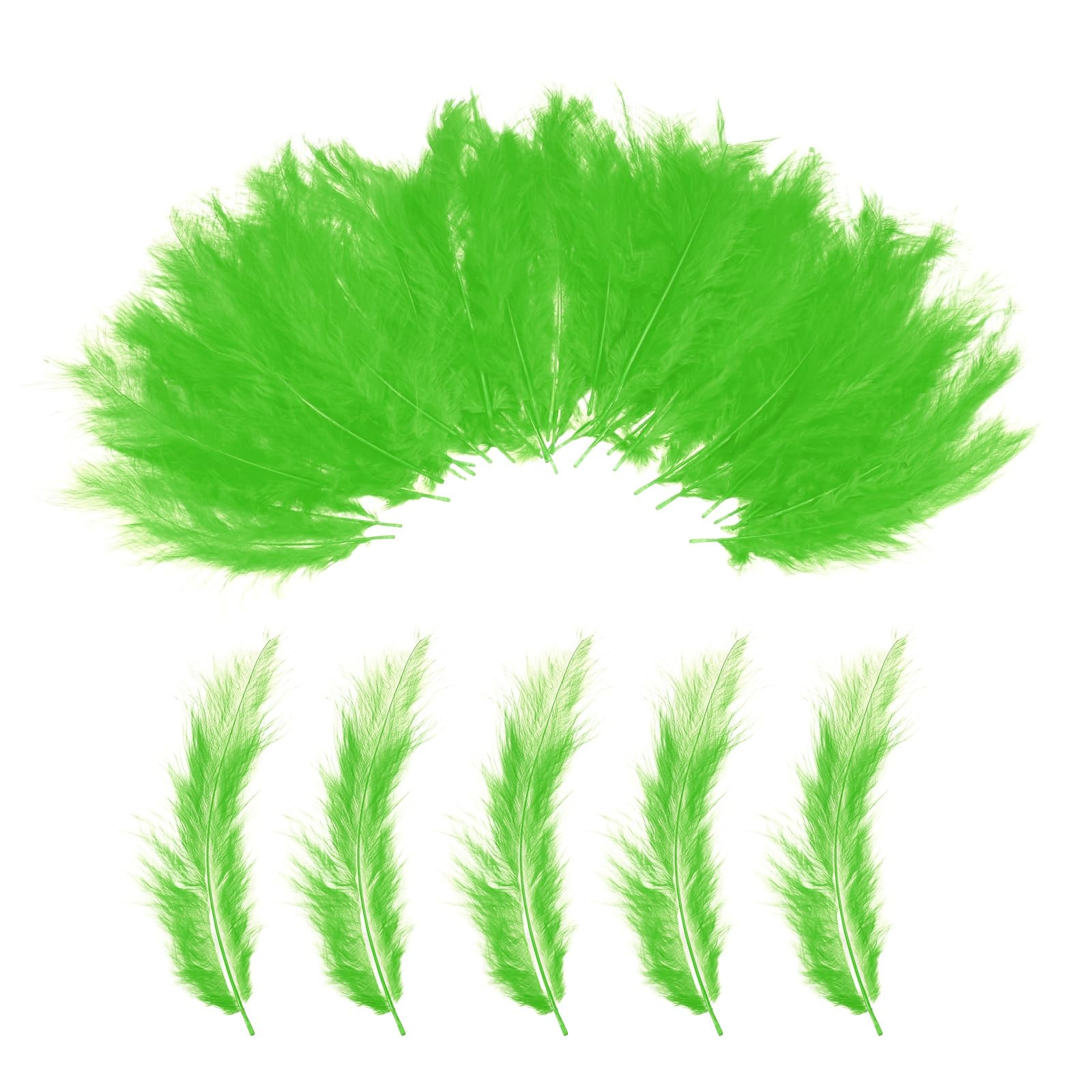 PATIKIL 200 Pack Fluffy Turkey Marabou Feathers,4-6 Inches Fruit Green Natural Turkey Feathers for Crafting Dream Catcher Fringe Trim Fly Tying Party Decorations