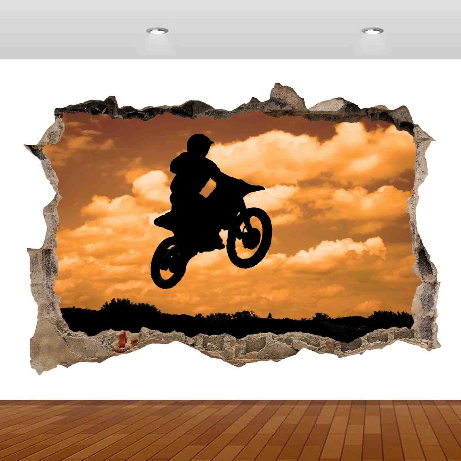 Adesivi murali crepati Murale fai da te Motocross Dirt 3D