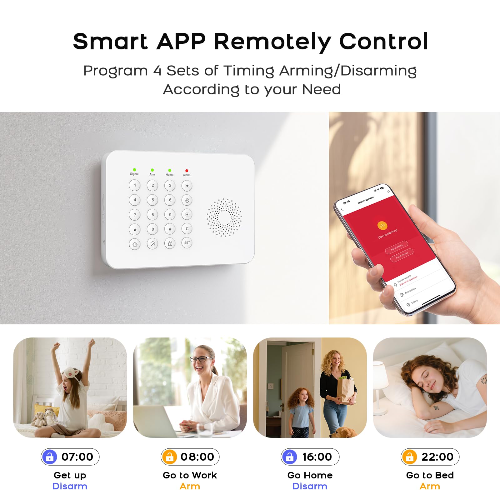 PGST Sistema de alarma para casa,kit inalámbrico, WiFi, 4G GSM, Admite Alarma de conexión SMS/App Push, 100 zonas, aplicación Smart Life (Tuya),compatible con Google Home y Alexa