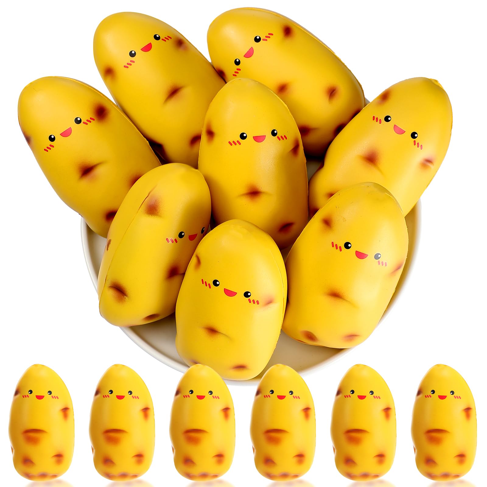 Gemscream 24 Pcs Potato Stress Balls for Adults Funny Inspirational Stress Reliever Squeezable Mini Potato Foam Balls Motivational Funny Gifts