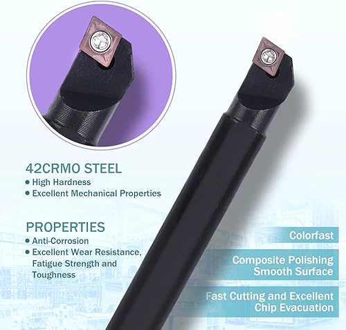 Miniatura 4 de Barra de perforación interna de torno indexable Kit de 15 Uds.-5 piezas de torno de metal Soporte de herramientas 10PCS CCMT21.51 Inserto de carburo