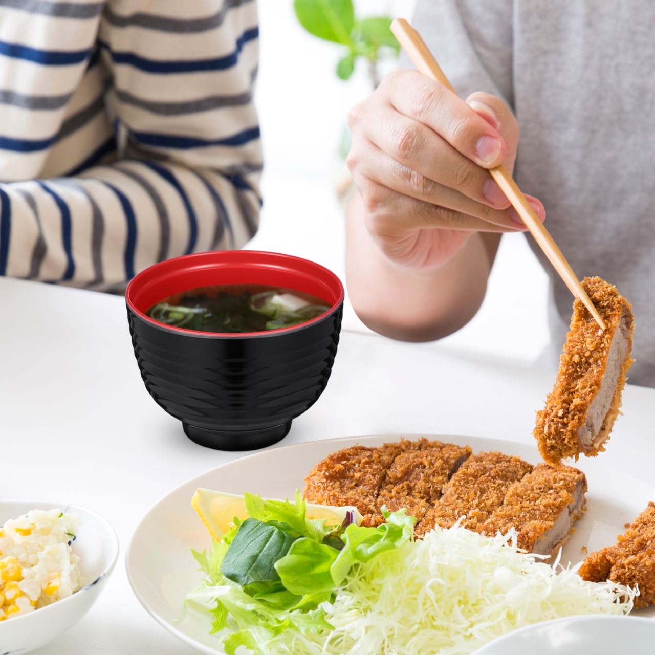 Doitool Set Di 3 Ciotole Giapponesi Piccole Da Zuppa Miso Con Coperchio Melaminica Resistente Al Calore 3.82 Pollici Facili Da Pulire Per Cucina Casa Ramen