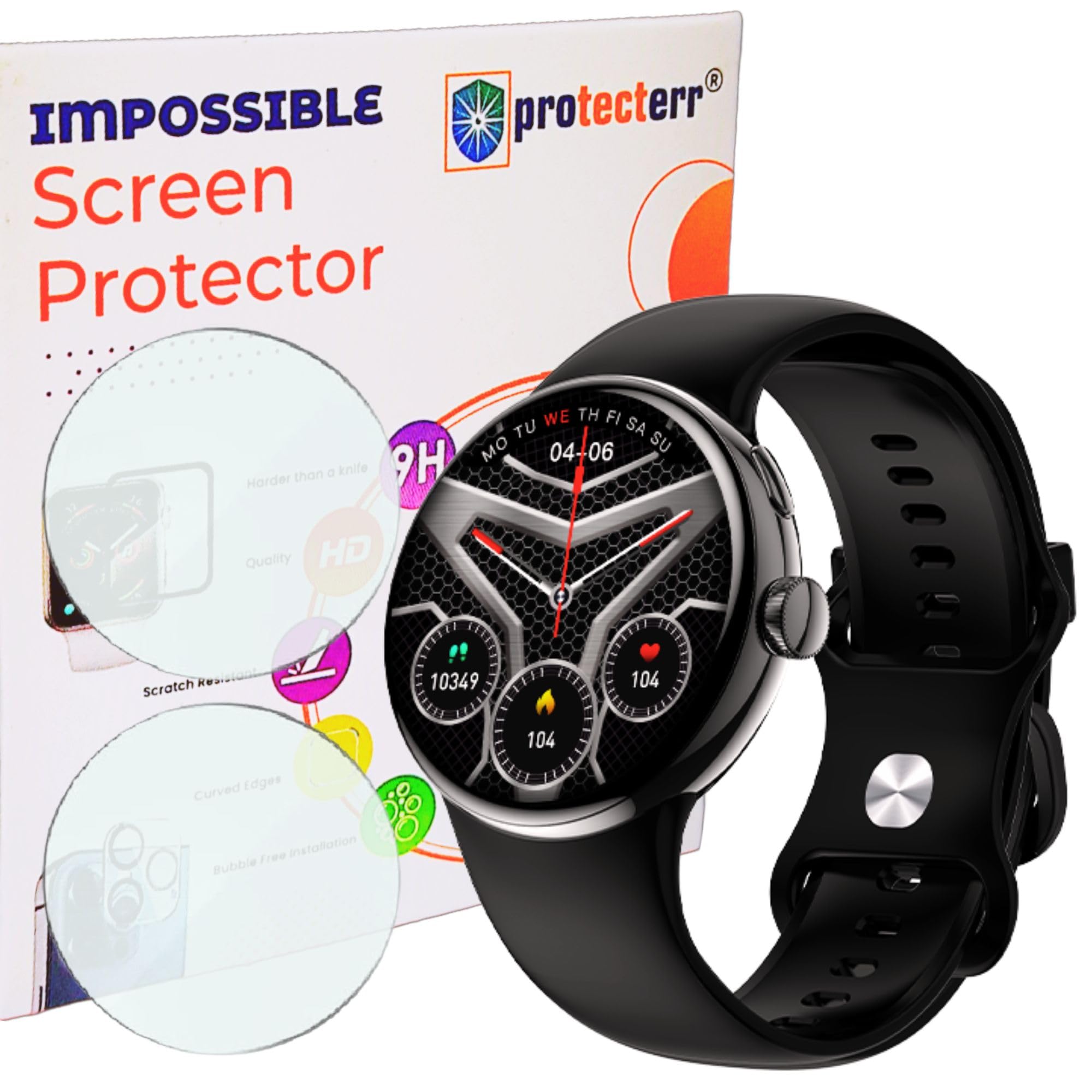 PROTECTERR® Hydrogel TPU Screen Protector for Fire Boltt Rock (1.3") Smartwatch [2 Pack], Ultra-Thin, Flexible, 9H Hardness, Unbreakable, Scratch Guard, NOT TEMPERED GLASS - Perfect Fit