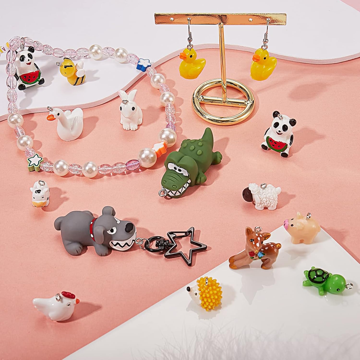 WEWAYSMILE 30 Pcs Resin Cute Animal Pendants Mushroom Bee Duck Cow Deer Swan Keychain Earring Bracelet Crafts Kawaii Charms for Jewelry Making - Image 5