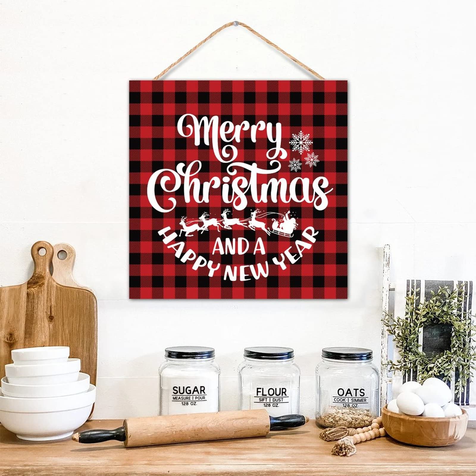 Plaque en bois personnalisée Merry Christmas et nouvel an pour cadeau de salle de bain rétro