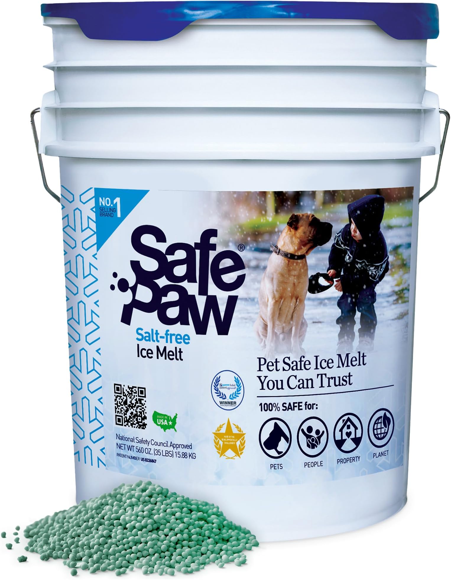 Pet-Safe Ice Melt, Salt & Chloride-Free Deicer, 35 Lbs - Non-Corrosive, Dog-Friendly Snow Melter for Concrete, Wood Decks, Driveways & Sidewalks, 100 Sq. Ft. Coverage Per Pound