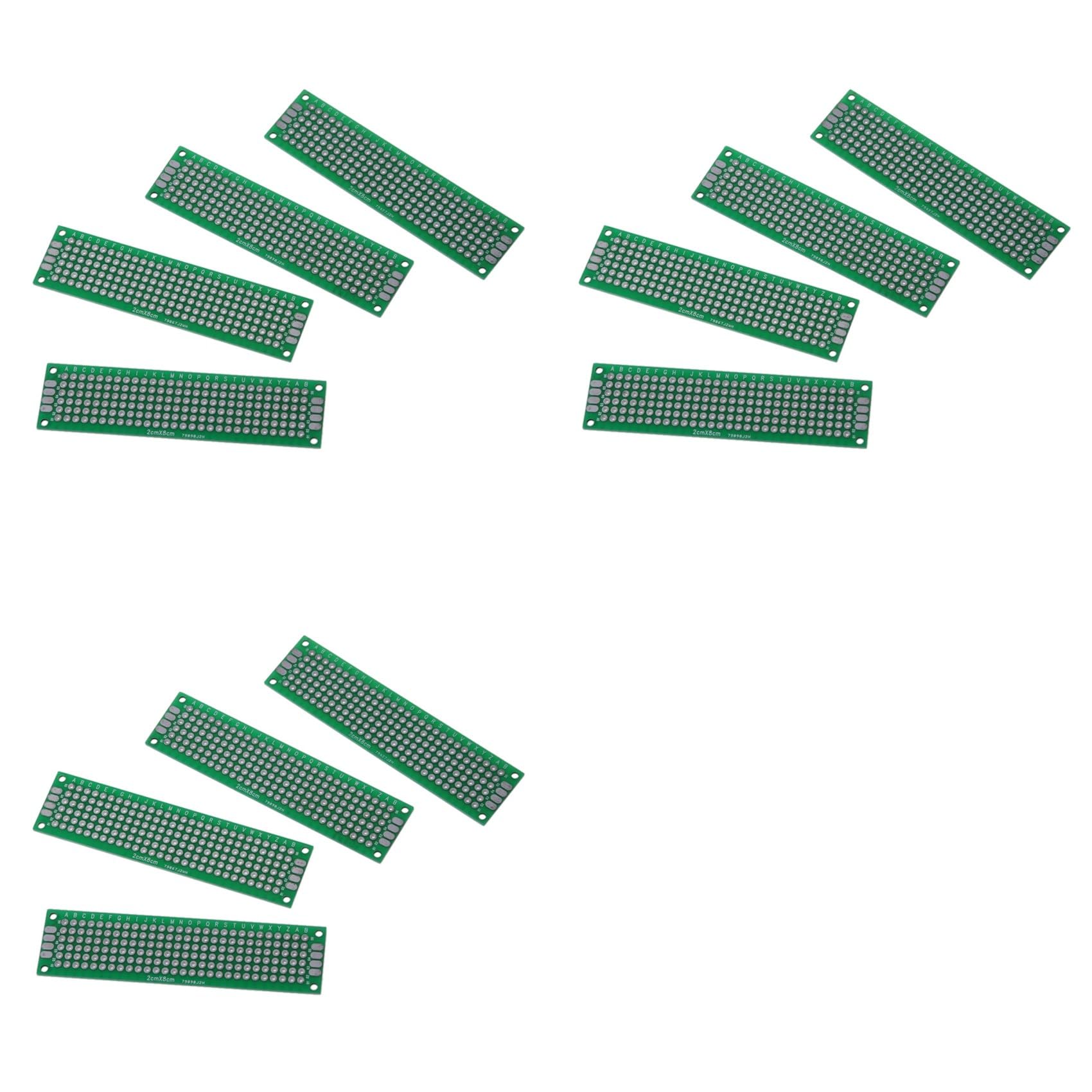 Kueohse 12pcs Double-Side Prototype FR-4 PCB Stripboard Universal Printed Circuit Board 2x8cm Size