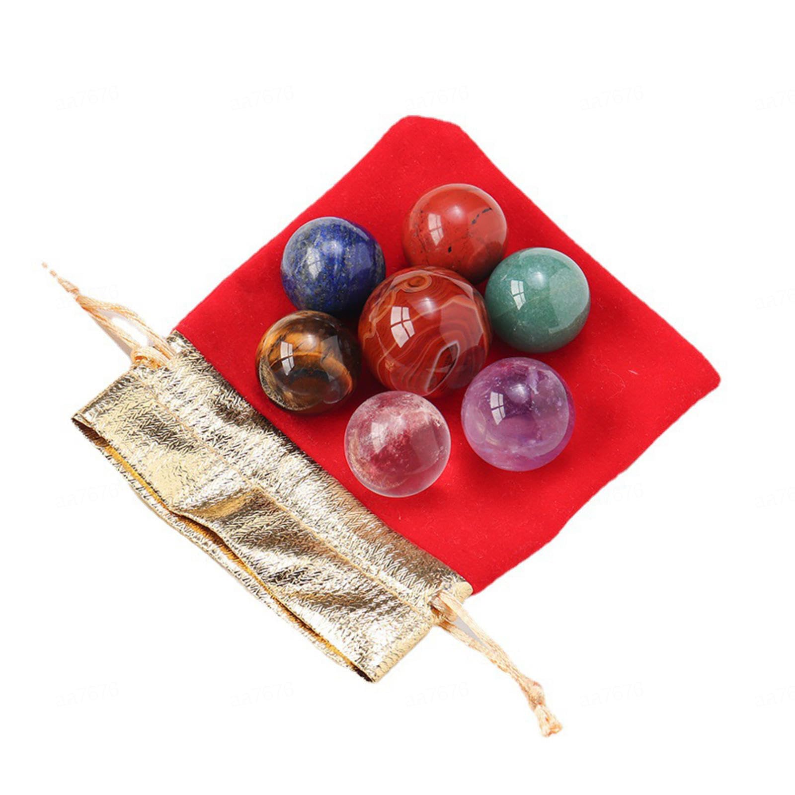 NIBHZ 7 Sfera di Cristallo Kit Regalo di Cristallo per La Terapia di Bilanciamento del Chakra Chakra Sfera di Cristallo Sfera di Guarigione Chakra Sfere Kit di Pietre Cristalli Rosa