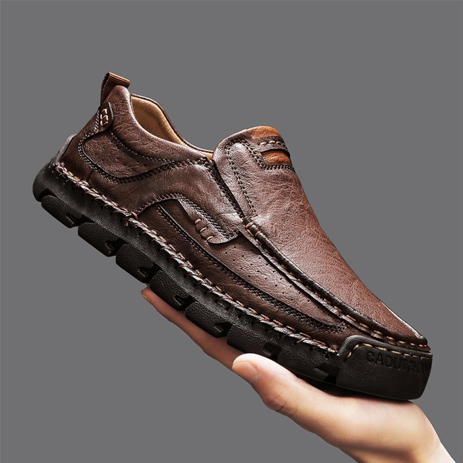 Men's Handcrafted Cowhide Orthopedic Loafers - Wide Toe Box, Shoes for Men Comfortable Slip on Driving Loafers