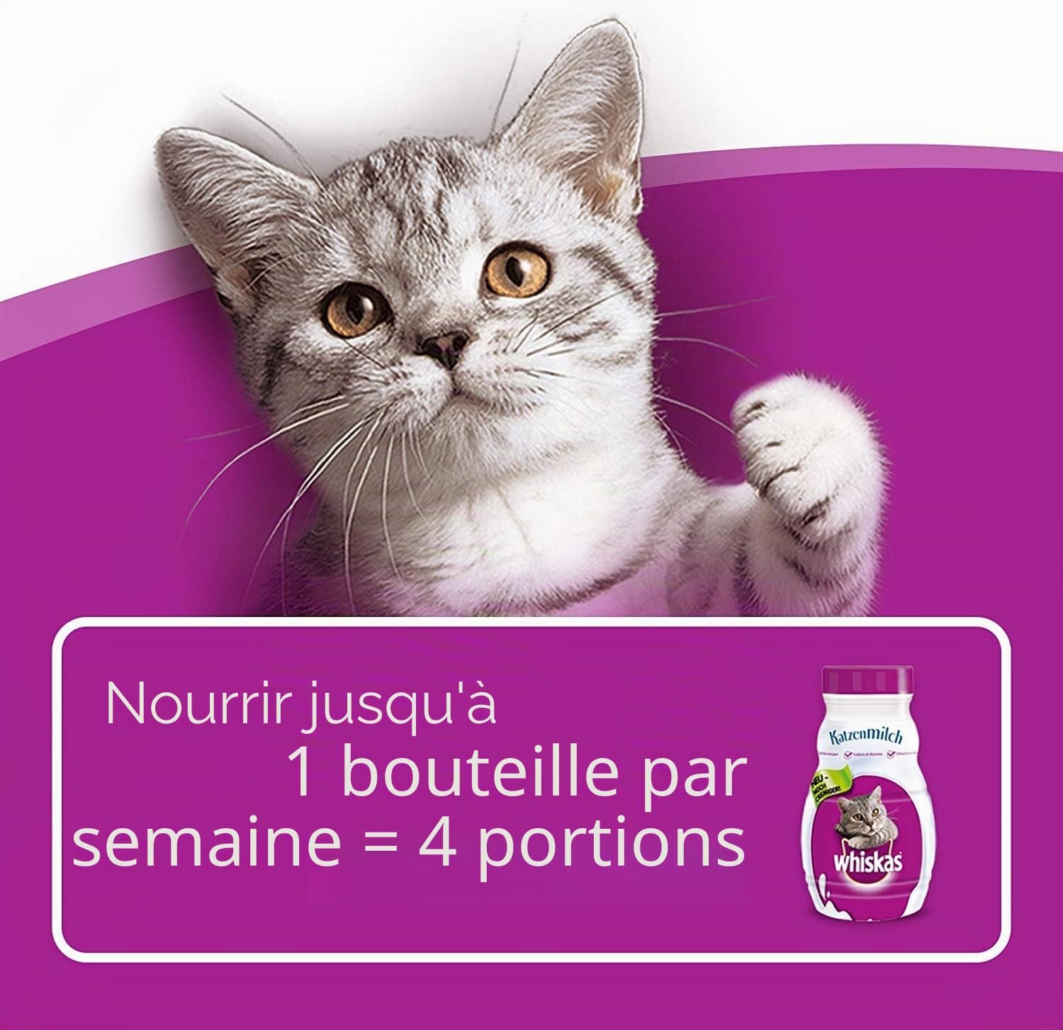 Whiskas – Lait pour Chat en Pleine Croissance – Friandise pour Un Chat Heureux – sans Lactose et Facile à digérer – Petite récompense Entre Les Repas