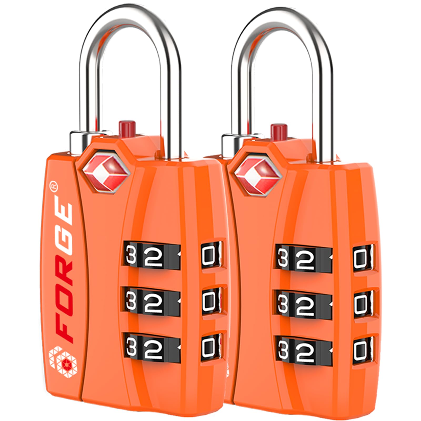 Forge Open Alert TSA Approved Luggage Locks - 3 Digit Combination, Easy Read Dials, Zinc Alloy Body - Ideal Travel Lock for Luggage, Suitcases, Bags &
