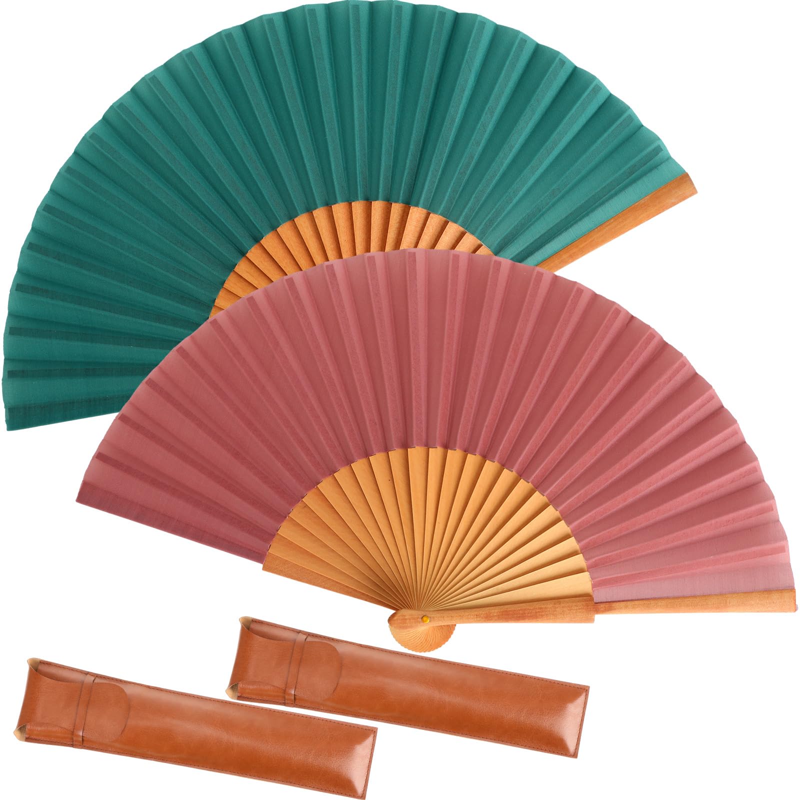 Éventail pliant en soie corail vintage, cadeau idéal pour mariage et baptême