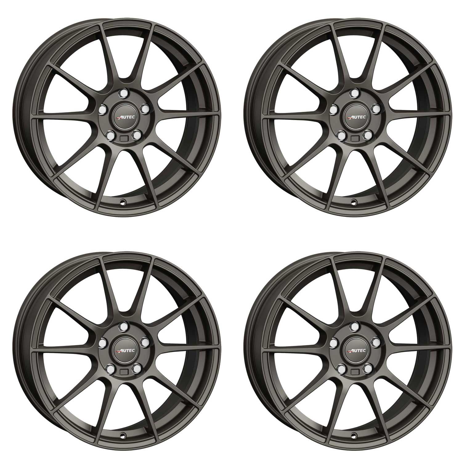 4x AUTEC Felgen Alufelgen WIZARD 7.5x17 ET45 4x108 Gunmetal matt kompatibel mit Ford Fiesta Ka+ Fusion