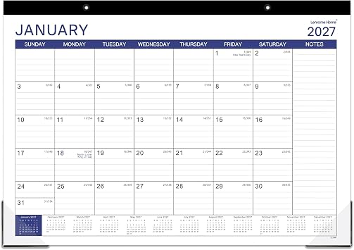 2027 Desk Calendar, Jan. 2027 - Dec. 2027, 17" x 12", 2027 Calendar