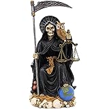 Pacific Giftware Santa Muerte Saint of Holy Death Seated Religious Statue 9 Inch Protection (Black)