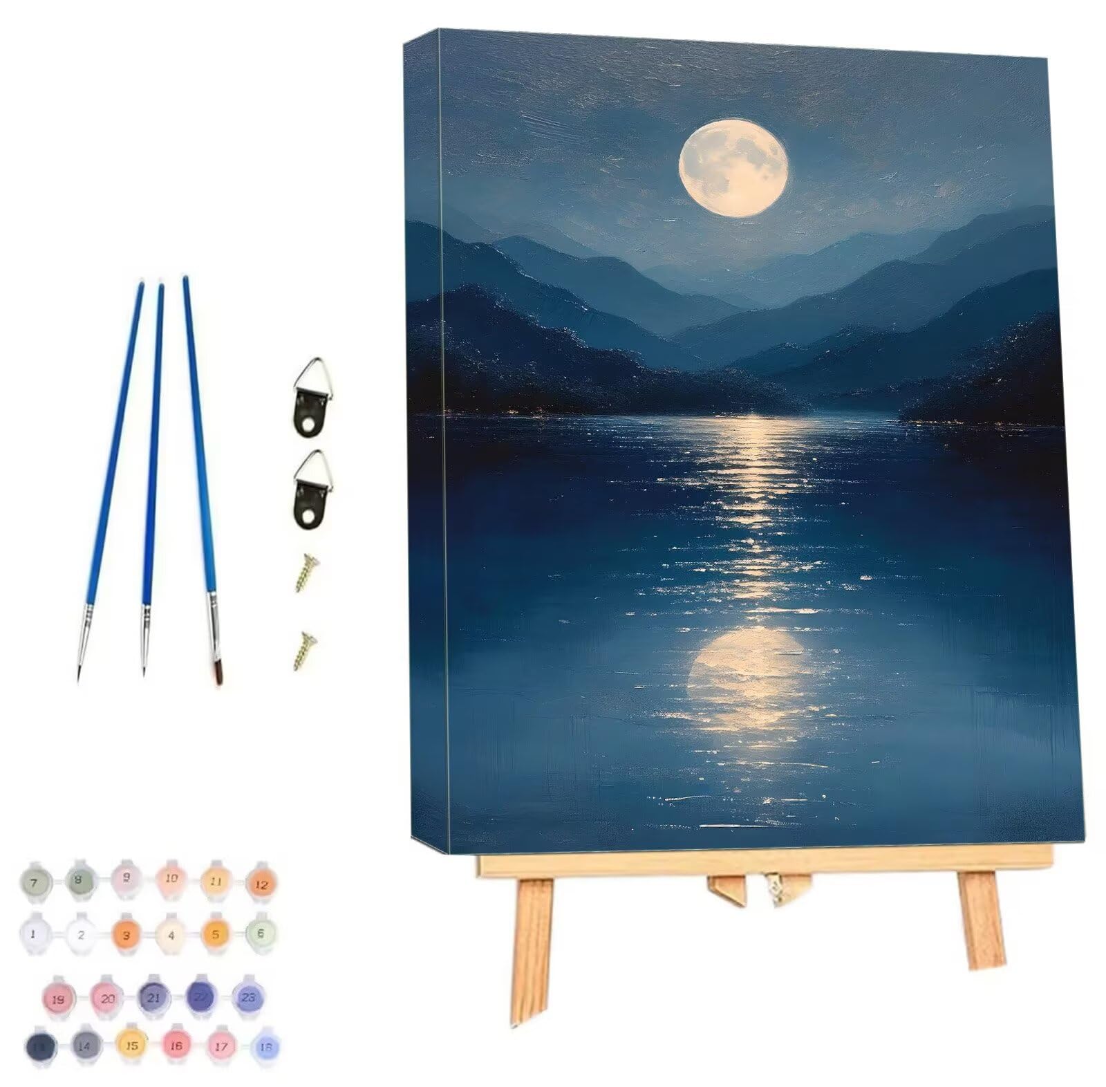 Moon Lake Malowanie po numerach, dla dorosłych, płótno do malowania według numerów, zestawy dla dzieci, z pędzlami, akrylowy pigment, rysunek, hobby, dla dorosłych i kobiet, dekoracja ścienna pokoju,