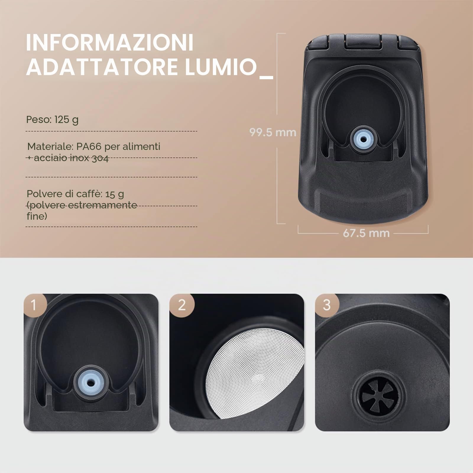 Riutilizzabile Capsula Adattatore, Caffè Capsule Convertitore per Dolce Gusto edgLUMIO DG325 Macchina con 1 Cucchiaio E 1 Pennello