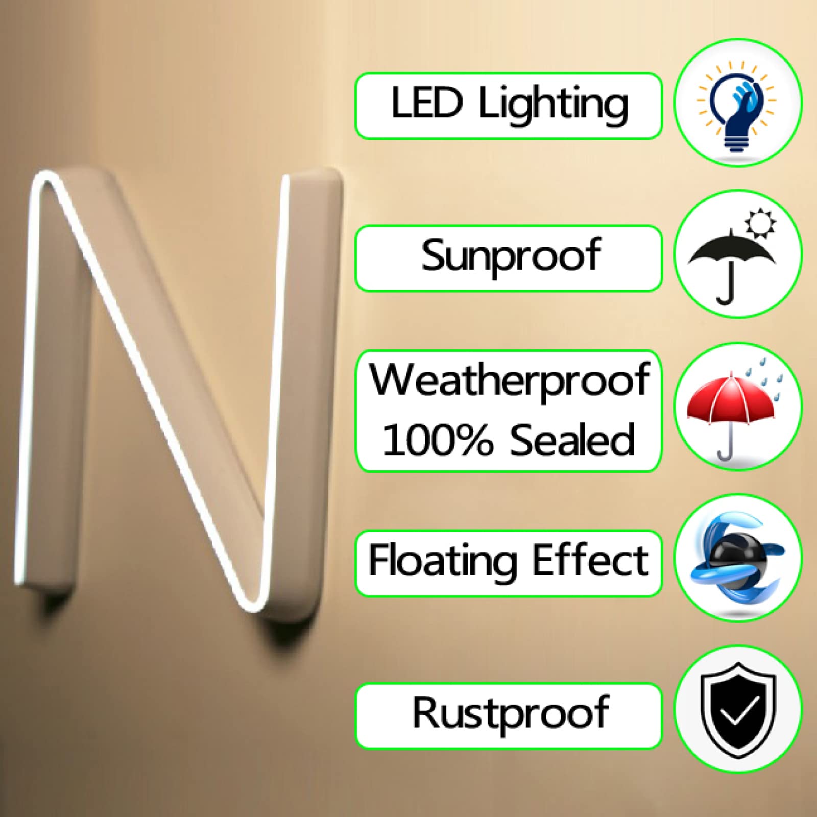 Placas De Números De Casa LED Retroiluminados Acero Inoxidable Moderno 10" Para Exteriores Números De Dirección Iluminados Para Casa Carteles De Dirección Iluminados Para Casa