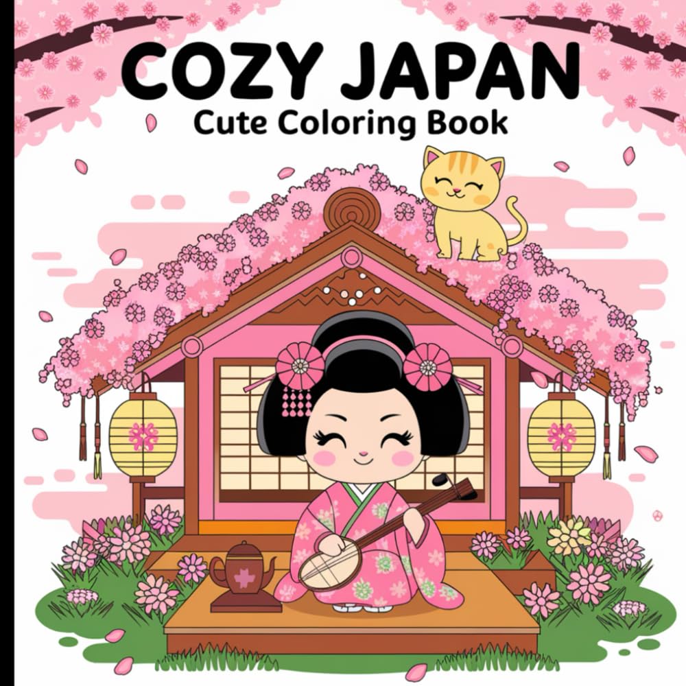 Cozy Japan Cute Coloring Book: Relaxing, Kawaii Designs for Adults to Color, Get Creative, and Enjoy.