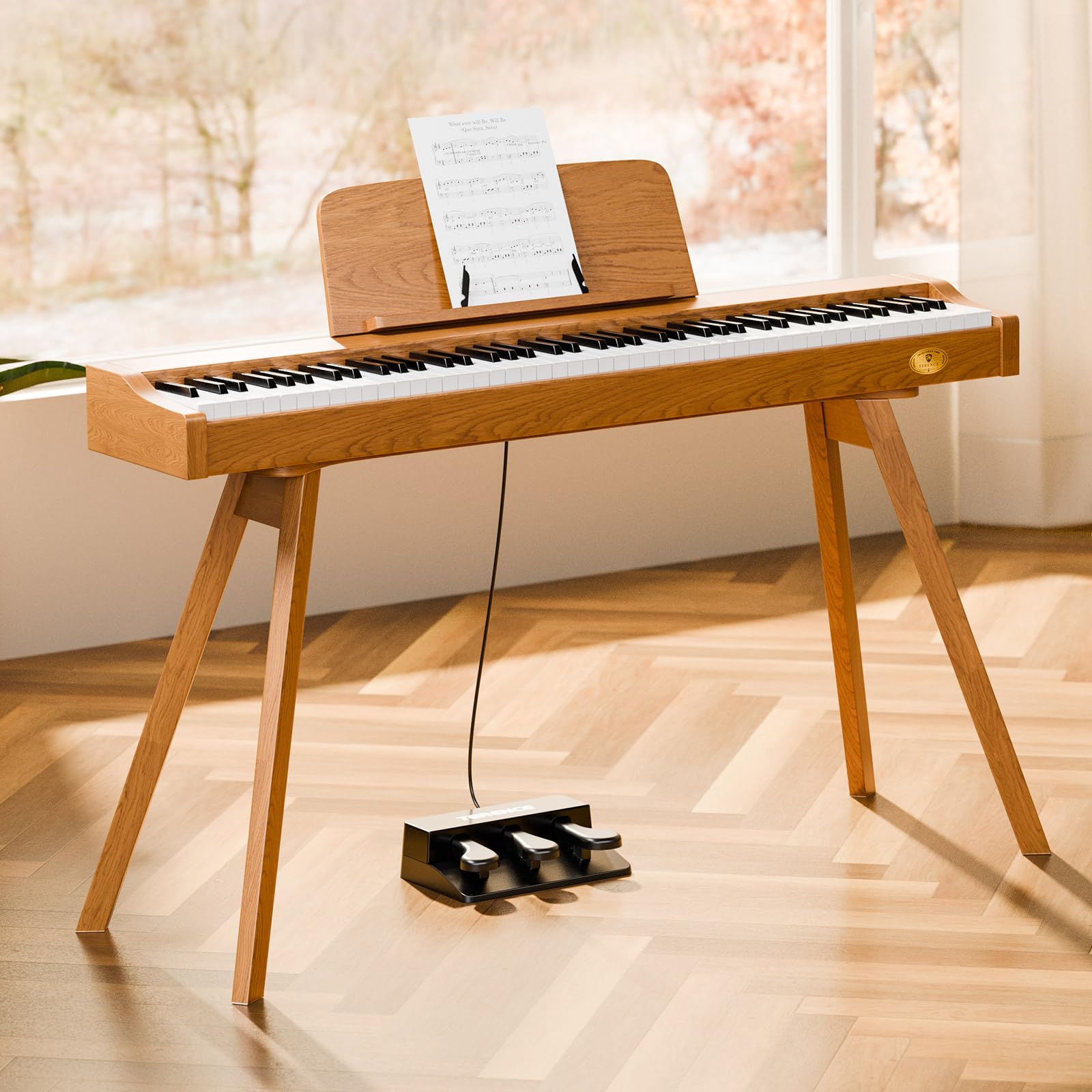 TERENCE P37 E Piano 88 Tasten Hammermechanik Klavier Professionelles Digitalpiano 88-Tasten-Hammerpiano 20W Lautsprecher mit drei Pedalen und Ständer USB-MIDI- und Kopfhöreranschluss Geeignet