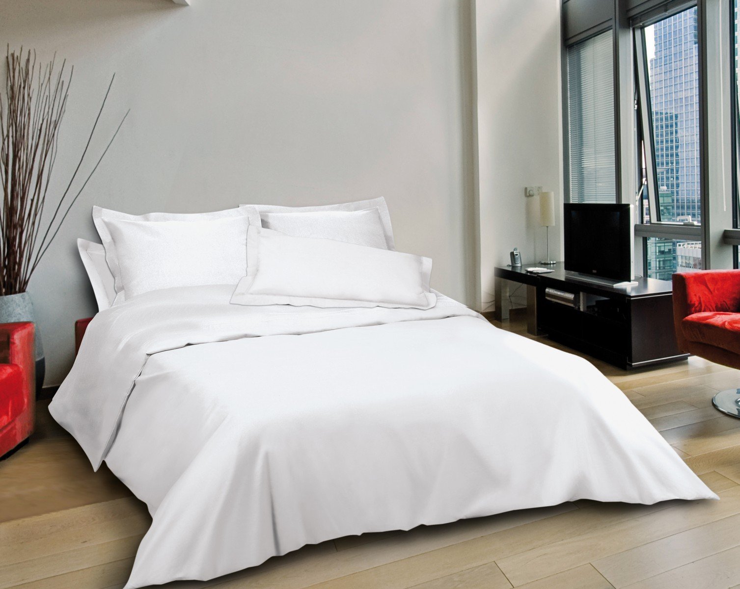 Nuit des Vosges 2094831 Cotoval Housse de Couette Uni Coton Blanc 220 x 240 cm