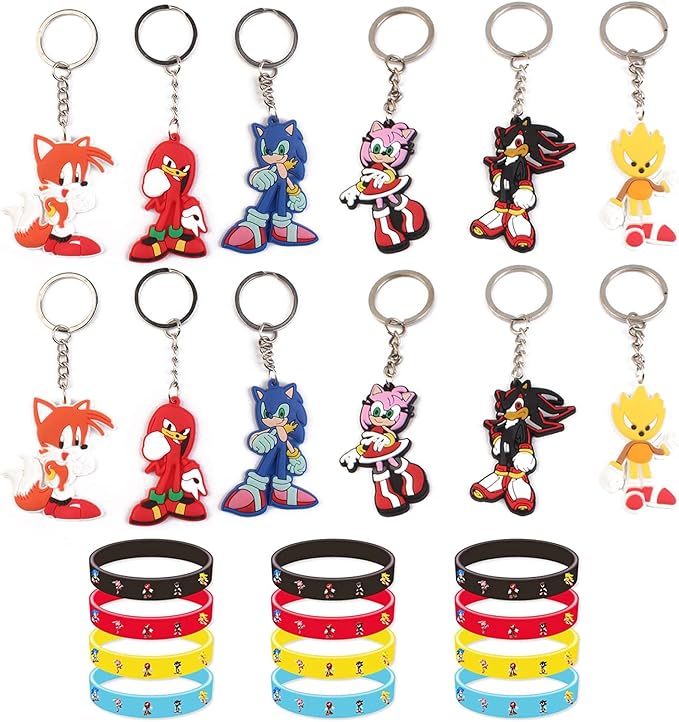 Sonic Birthday Party Favor pour les enfants Sonic Bracelet, Porteclés