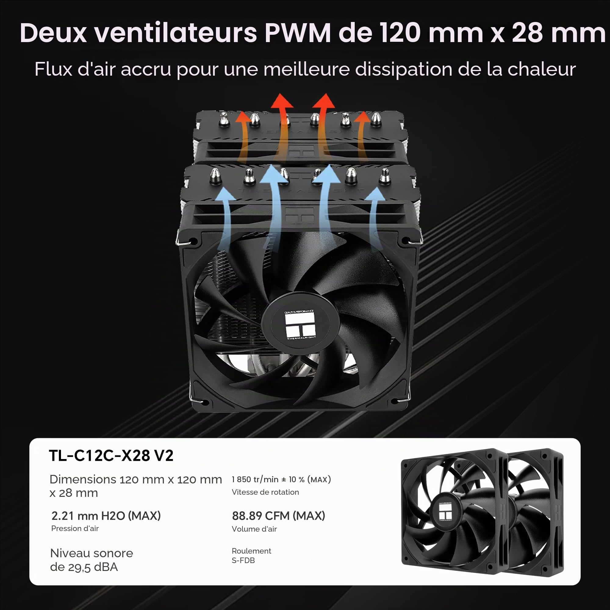 Thermalright Peerless Assassin 120 SE V2 Refroidisseur CPU, TL-C12C 120mm Ventilateurs, 1850RPM, 6 Caloducs, Compatible avec AMD AM4/AM5 & Intel LGA 1700/1851