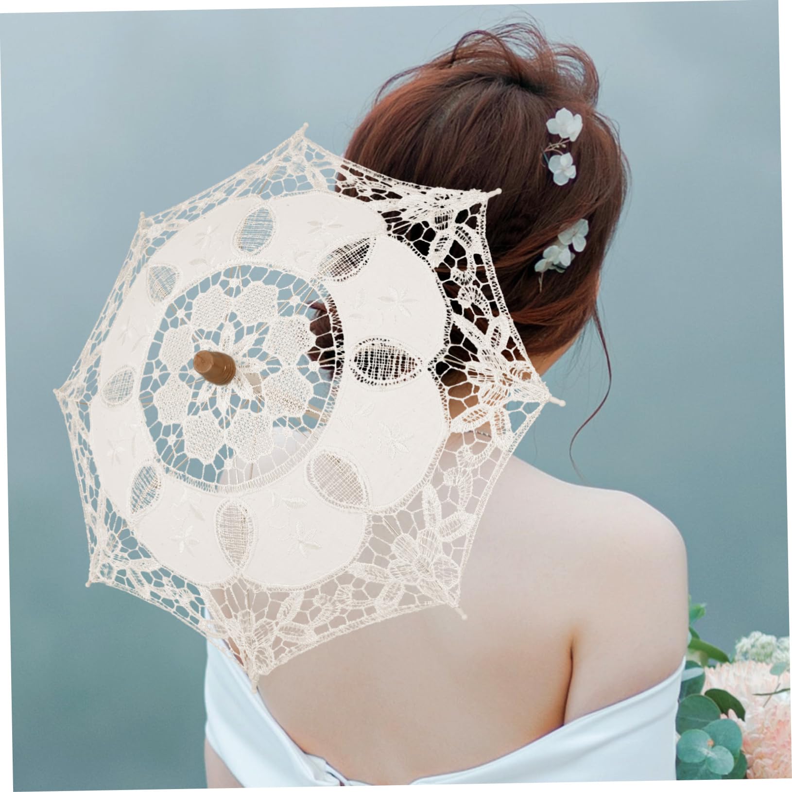 UPKOCH 3stücke Hochzeit Spitzen-regenschirm Eleganter Lace Parasol Aus Tragbarer Hochzeits-schirm Für Braut Und Fotografie Vintage Deko Für Tanzveranstaltungen Und Feiern