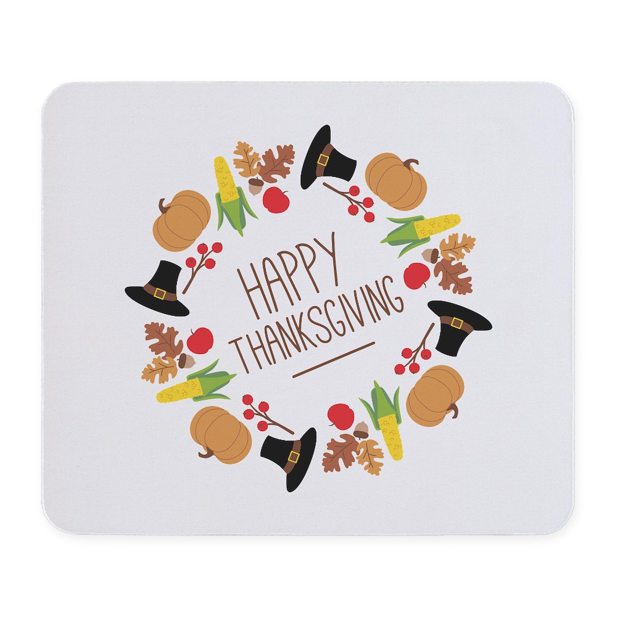 CafePress Happy Thanksgiving Wreath Mousepad Non-Slip Rubber Gaming Mousepad