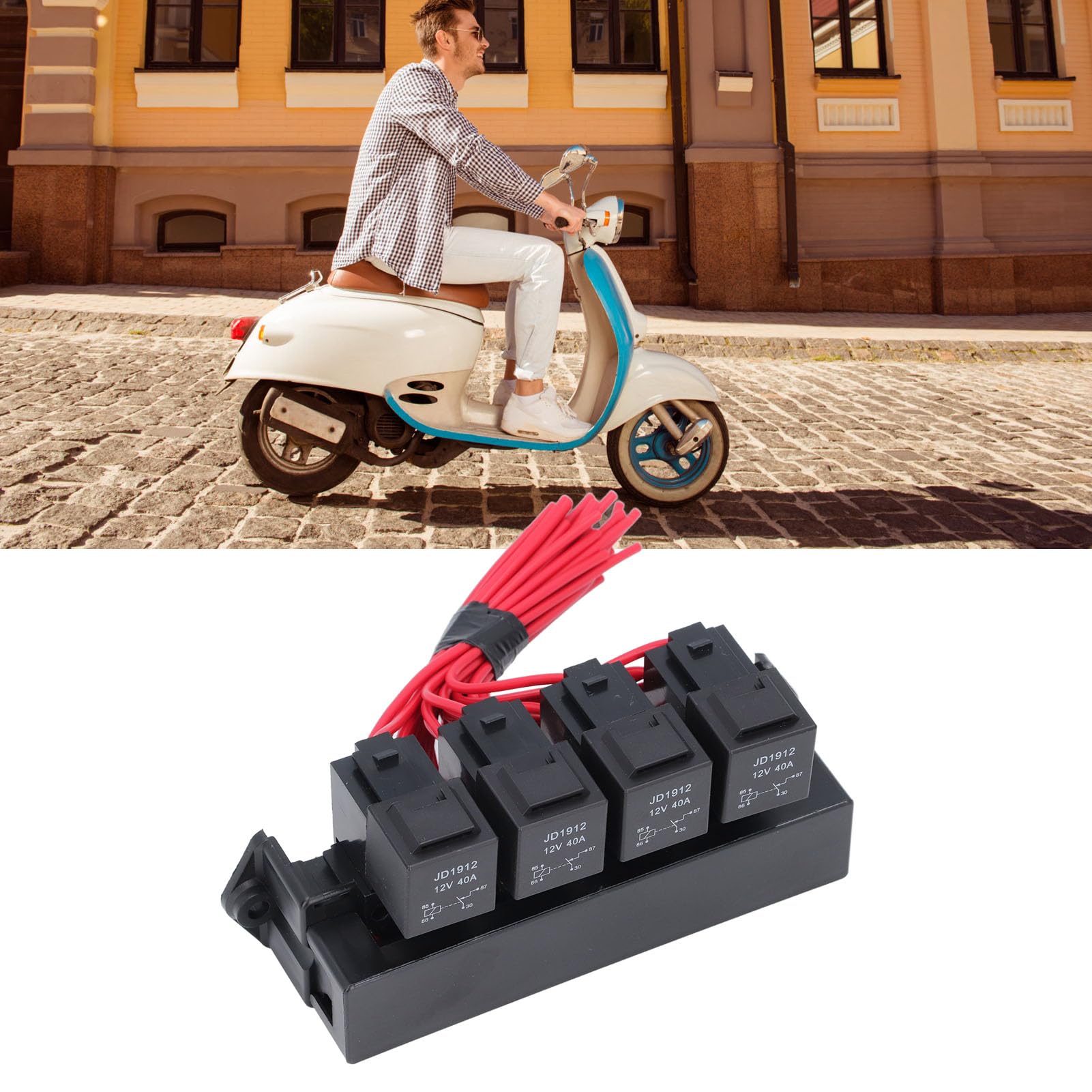 Accessori Automotive Scatola Relè Fusibile 12V Precablate - 4 Relè 40A E 12 Fusibili ATC/ATO Per Auto, Camion, Barche Impianto Elettrico Auto Barche - 5