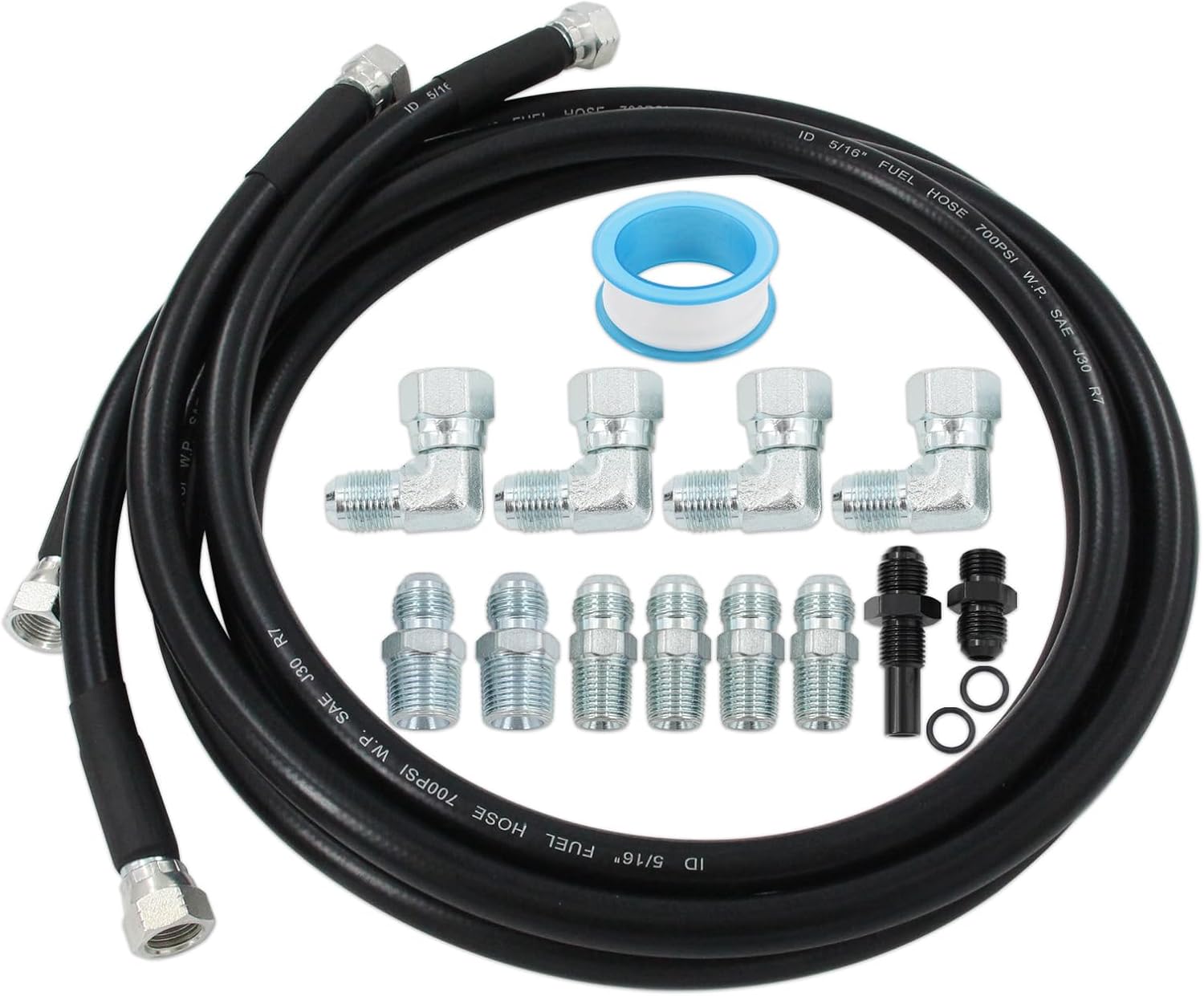 6AN 70" Transmission Cooler Hose Fitting Kit For GM Chevy 1996-2021 4L80E, For Ford C4-C6-AOD, For Turbo 350/400/200-200R4/700R4 4L60 4L60E 4L65E