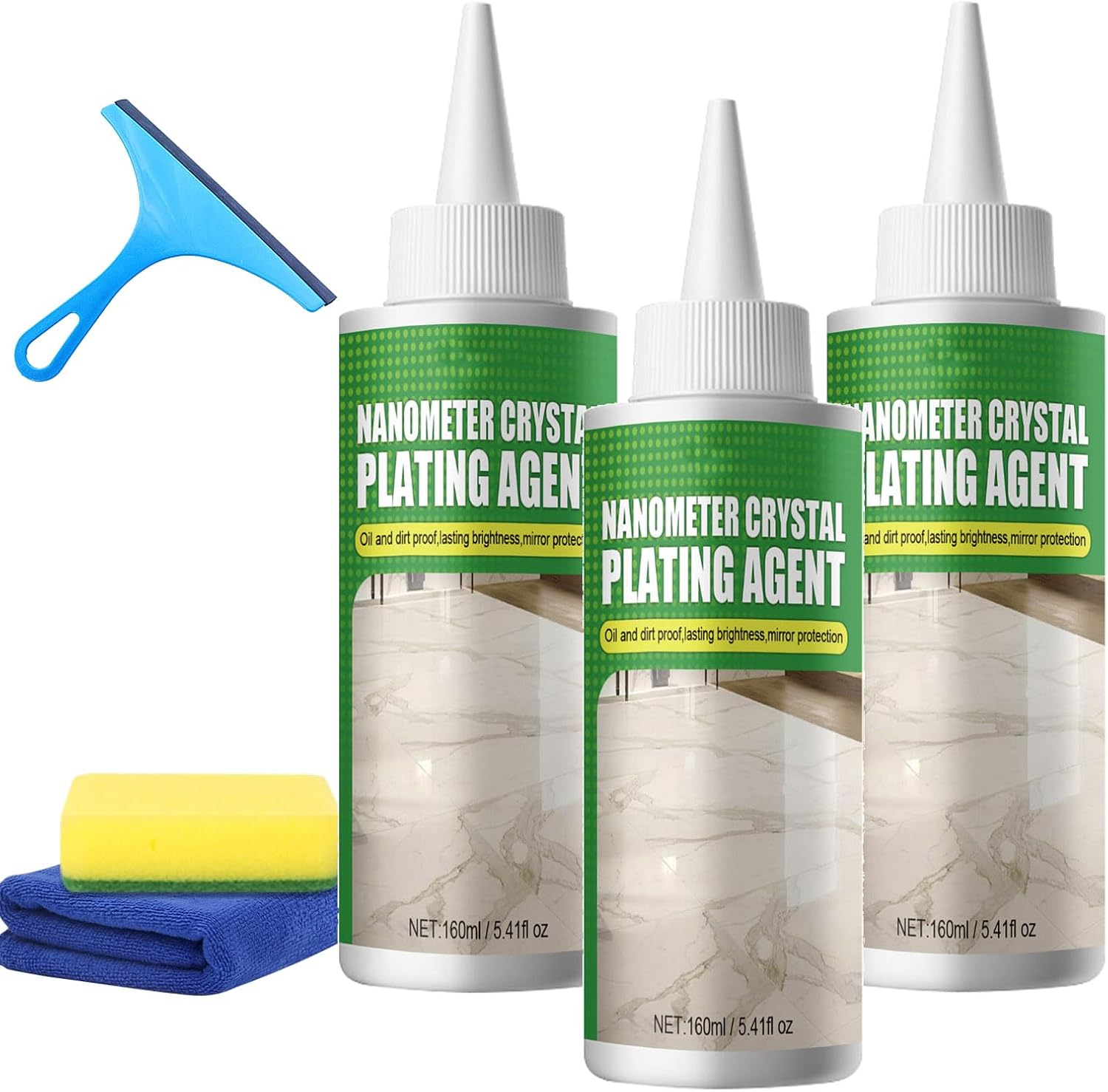 Nano Crystal Coating Agent for Tile & Furniture, Nanometer Crystal Plating Agent, Coating of Stone Nanocrystals - Clean and Shine Countertops, Tile, and Stone (160ml-3pcs)